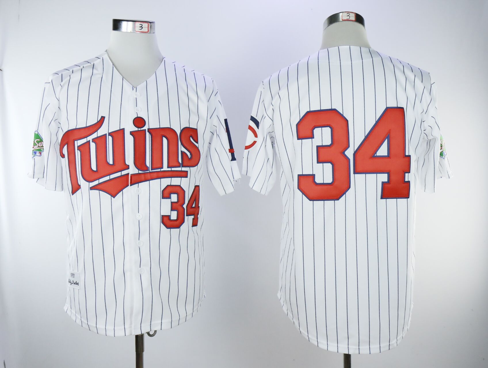 Men Minnesota Twins 34 Puckett White Throwback MLB Jerseys